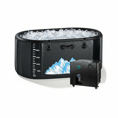 Cold Plunge Tub, 248 Gallon, 1 Horsepower, Heavy-Duty Ice Bath Tub for Athletes with Hot & Cold, Portable Inflatable Plunge Chiller with Water Treatment Kit, Immersion Therapy, Wifi (Black, 1 Set)