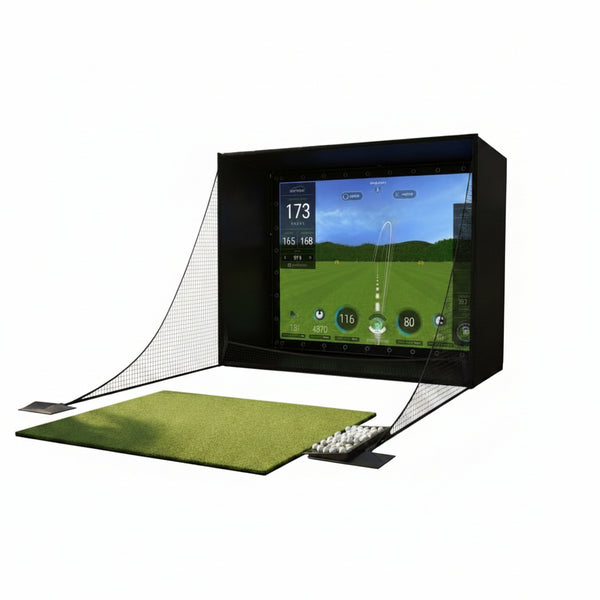 11 X 8 Ft Golf Simulator Enclosure Package, 4K-Compatible Impact Screen with Blackout Cage, Frame Poles, Side Nets, Bottom Fence Mesh and Sandbags, for Indoor or Garage Practice