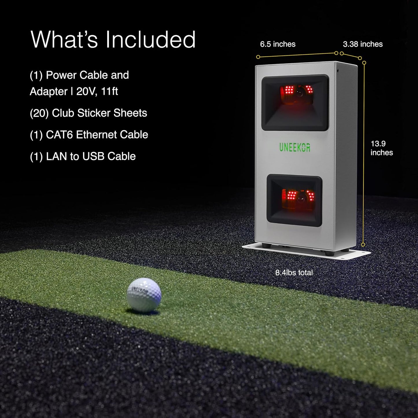EYE MINI CORE Golf Launch Monitor & Simulator, 15 Ball Data Points, Near-Zero Latency, Works with Gspro, TGC19 & E6