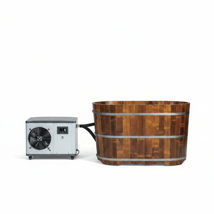 WOODBRIDGE 54" Indoor Cold Plunge Tub W/ 1.3 HP White Chiller – Rapid Cooling & Heating, Ozone Sanitation, Filter Circulation System, Wifi-Enabled & Remote Control via APP, Insulated Tub Cover