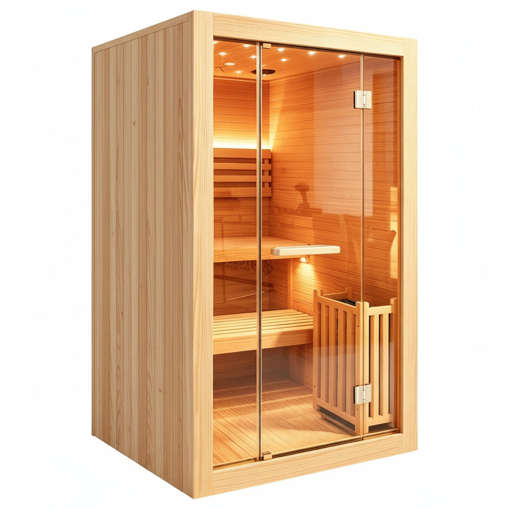 2-3 Person Traditional Steam Sauna, Flat Frame Home Sauna with 3000W, LED Lights, Speaker, Adjustable Temp, 10-Yr Warranty