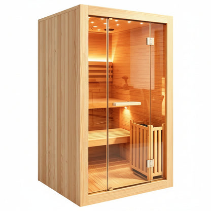 2-3 Person Traditional Steam Sauna, Flat Frame Home Sauna with 3000W, LED Lights, Speaker, Adjustable Temp, 10-Yr Warranty